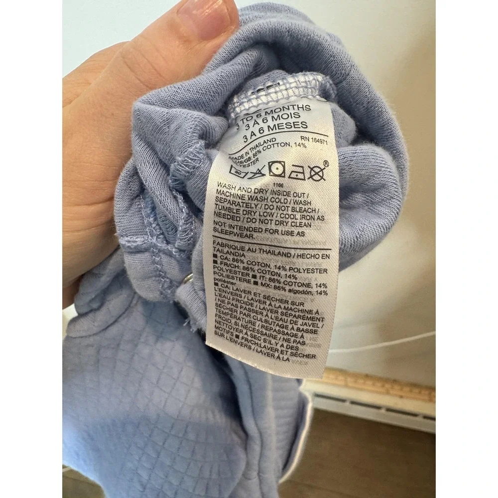 Janie And Jack Romper Baby Boys 3-6 Months Blue Quilted Collar Snap Coverall